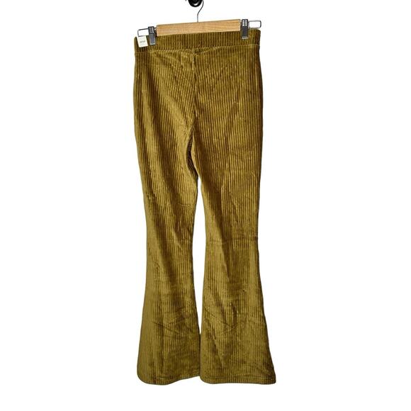 Aerie Women Groove On Velour Pant Small High Rise Flare Ribbed Stretch Brown NWT - Picture 4 of 8